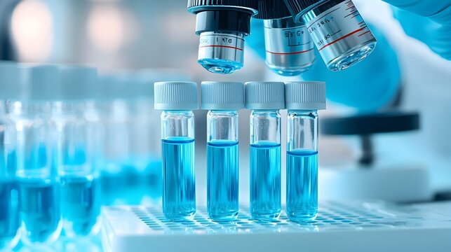 Laboratory Setting with Vials of Blue Horseshoe Crab Specimens for Scientific Research
