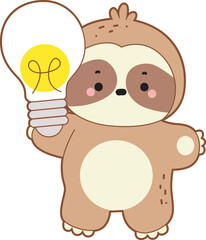 Cute sloth vector icon. Funny baby sloth animal series stock illustration. Slow life of fluffy sloth designs.