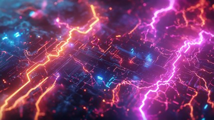 Naklejka premium representing electrical energy, featuring lightning bolts and glowing circuits.