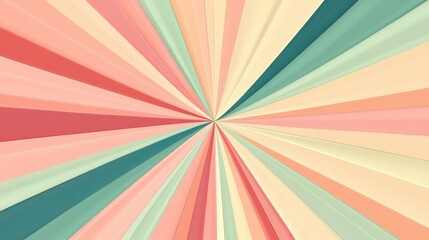 Simple flat design of sun rays, radiating in soft hues with a complementary color scheme, creating a cheerful top-view theme in light cartoon style
