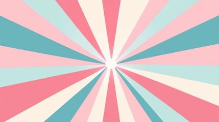 Simple flat design of sun rays, radiating in soft hues with a complementary color scheme, creating a cheerful top-view theme in light cartoon style