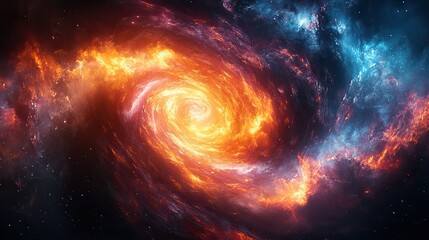 A multicolored vortex of cosmic energy and swirling waves forming a tunnel-like portal, showcasing an abstract futuristic digital environment.