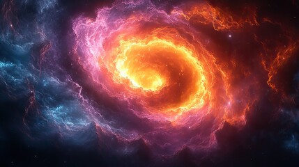 A multicolored vortex of cosmic energy and swirling waves, representing a futuristic digital background with dynamic visuals.