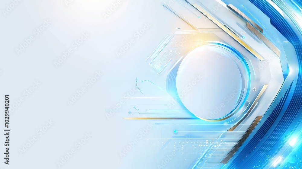 Poster a digital light blue futuristic background displaying abstract shapes and a modern aesthetic, ideal 
