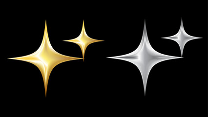 stars on black background, 3d chrome genz stars, watashi wa star, mixed metals