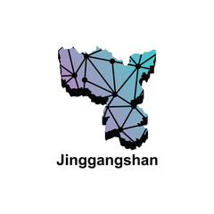 Map City of Jinggangshan vector design template, national borders and important cities illustration