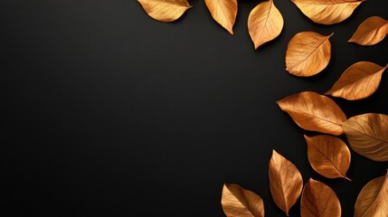 Golden and orange autumn leaves exude luxury against a bold black background
