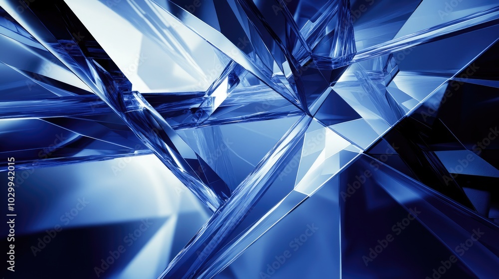 Poster a sleek and futuristic blue banner with sharp geometric shapes and smooth transitions between dark a