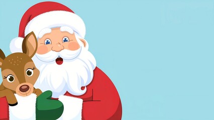 Obraz premium Festive santa claus with adorable reindeer for holiday cheer and celebration