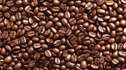 Fototapeta premium Close up of Coffee Beans Aromatic and Rich for a Perfect Cup Subtle Blur Background with Space for Custom Text