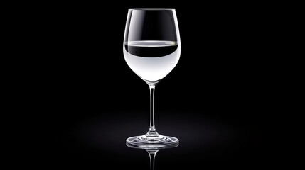 Fototapeta premium A simple, elegant water glass standing alone, perfectly isolated with sharp reflections, symbolizing purity and refreshment.