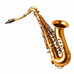 Naklejka premium Golden saxophone isolated on white background