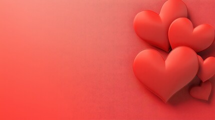 A vibrant red heart background featuring layered heart shapes in different sizes, creating a 3D illusion.