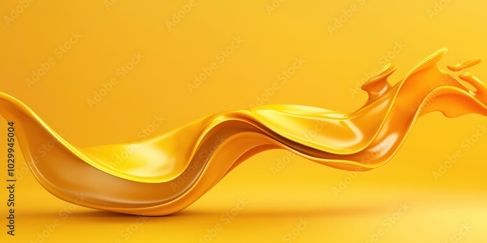 Poster a vibrant yellow abstract background with wavy lines and fluid shapes creating movement.