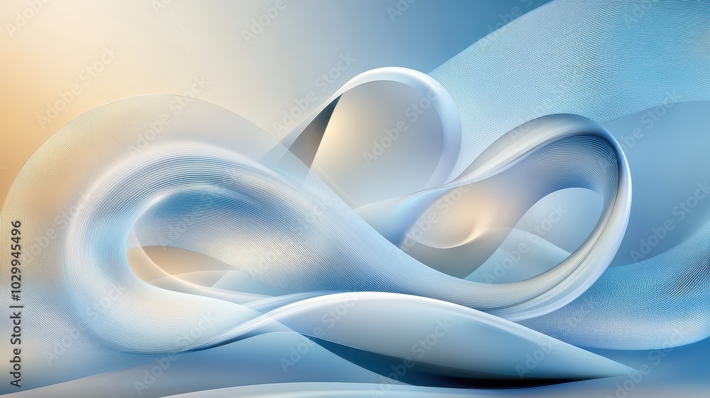 Aufkleber abstract light blue design with wave-like patterns and flowing forms.