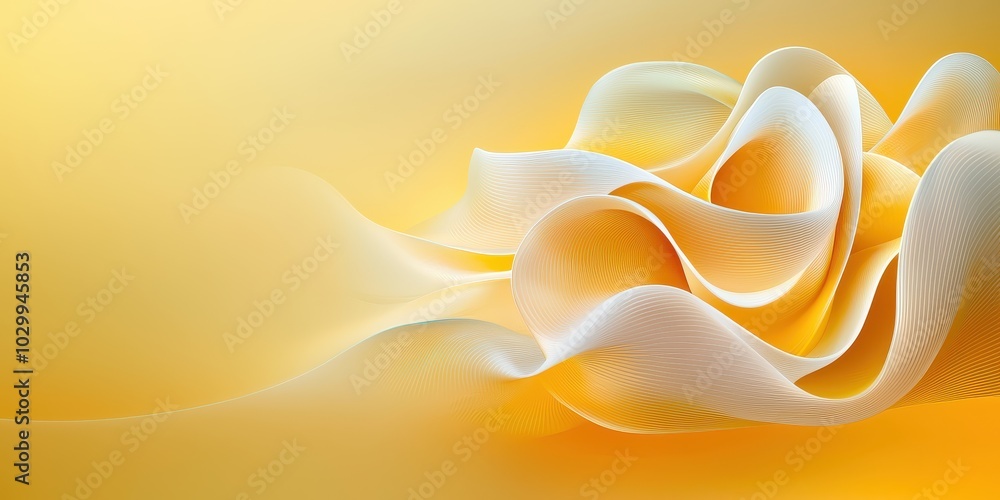 Poster an abstract yellow background with layered, transparent shapes creating depth.