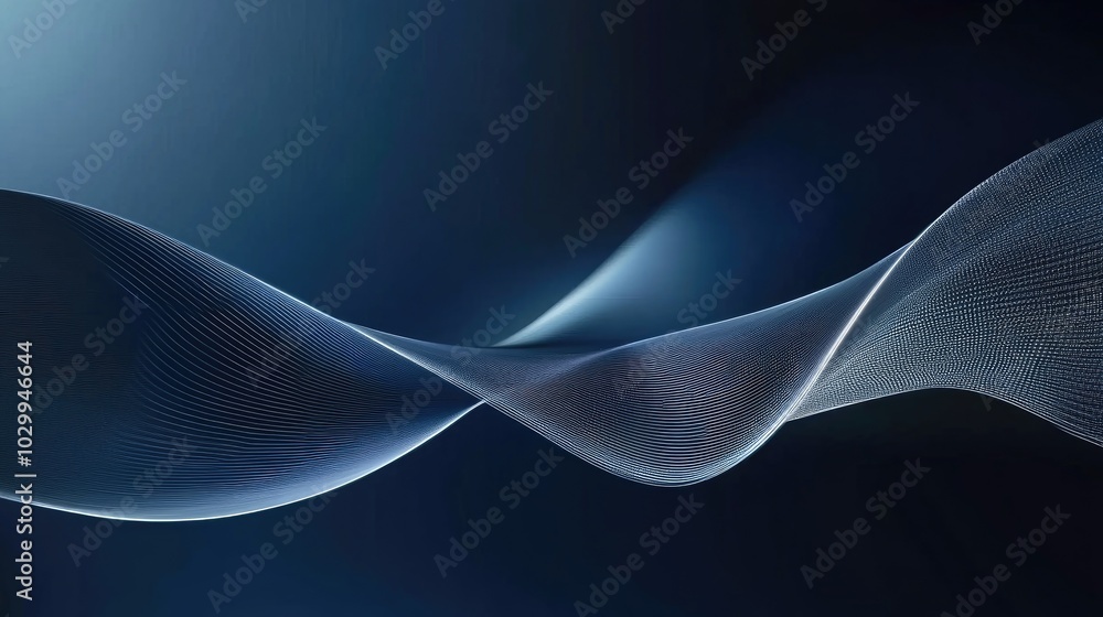 Poster dark blue abstract background featuring sharp geometric lines and shapes, forming a dynamic wide ban