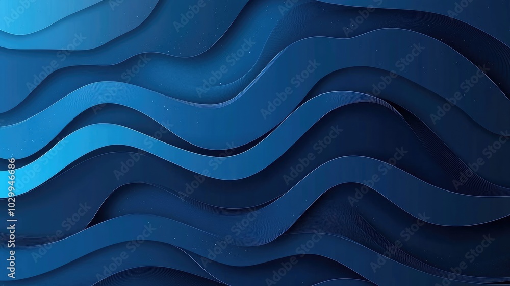 Poster dark blue modern abstract banner with dynamic shapes and layers, giving a sense of depth and movemen