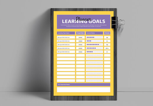 Learning Goals Educatioal Planner Design Template Layout