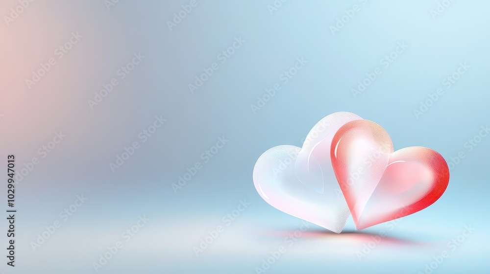 Poster chic vector heart background with overlapping transparent hearts and a subtle texture.