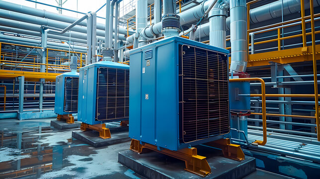 Engineer under checking the industry cooling tower air conditioner is water cooling tower air chiller HVAC of large industrial building to control air system