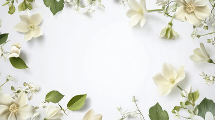Obraz premium Ultra-Realistic Floral Frame with Dainty Blooms and Greenery for Decorative Purposes