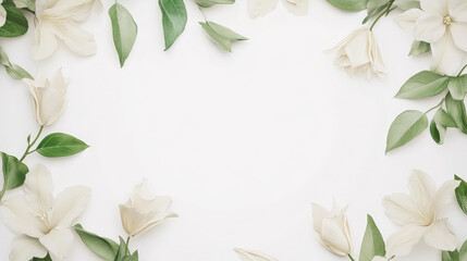 Naklejka premium Ultra-Realistic Floral Frame with Dainty Blooms and Greenery for Decorative Purposes