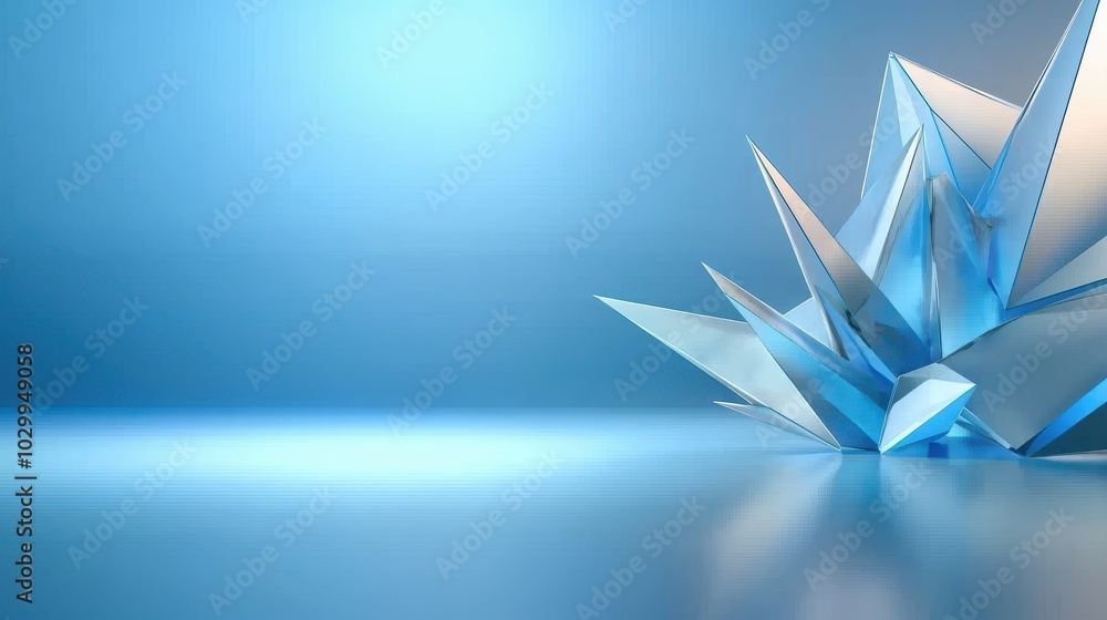 Poster light blue geometric background with sharp, clean shapes, offering a modern and dynamic design aesth