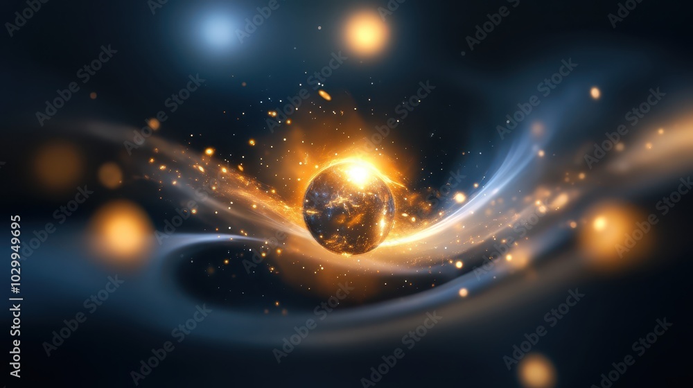 Poster minimal galaxy background with faint star clusters and soft cosmic light, creating a peaceful space 