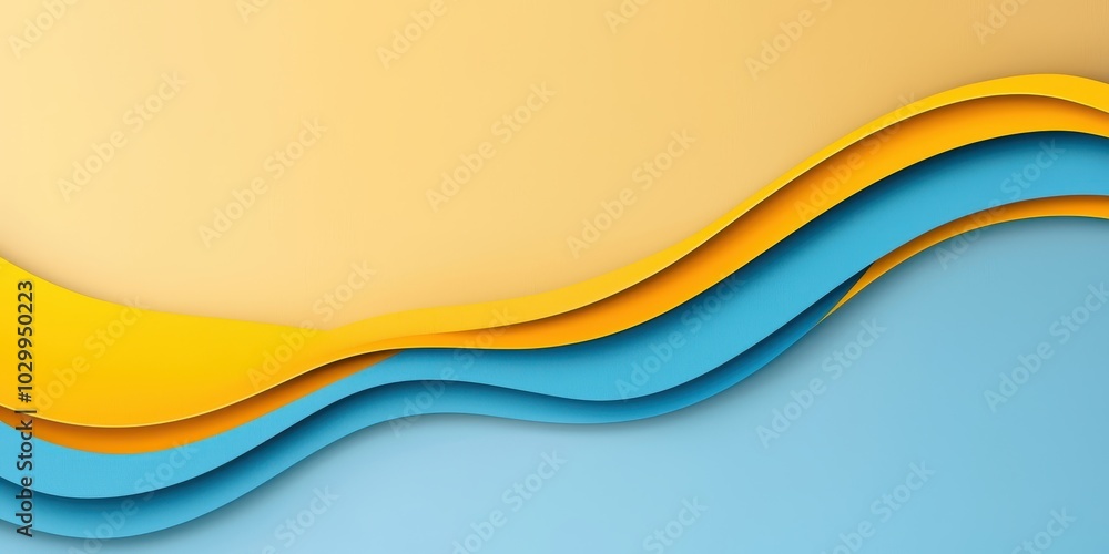 Aufkleber modern yellow and blue background with sharp color division, ideal for branding or web design.