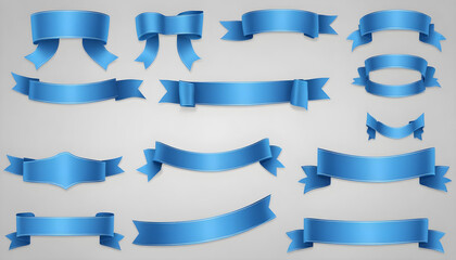 Blue satin ribbon Gift box with a bow on a white background