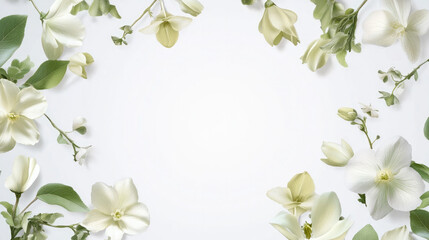 Ultra-Realistic Floral Frame with Dainty Blooms and Greenery for Decorative Purposes