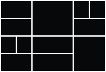 Random mosaic square tiles, photo collage frames. Stock vector illustration, clip-art graphics mood board background texture