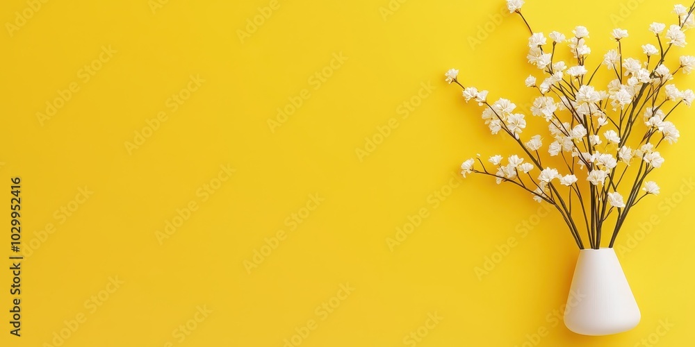 Poster solid yellow background with minimal texture, creating a bright and cheerful atmosphere.