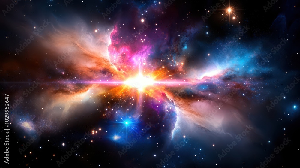 Wall mural stunning galaxy nebula background featuring bright stars and swirling cosmic clouds in deep space.