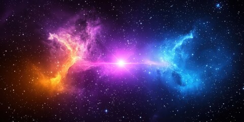 Vibrant galaxy with stars background, blending glowing stars and distant nebula clouds in a cosmic scene.