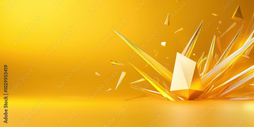 Poster vibrant yellow abstract background with geometric shapes and sharp angles, perfect for dynamic visua