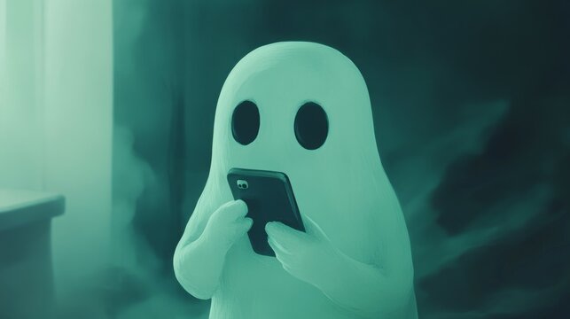 ghost talking on cel phone 