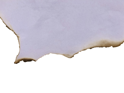 Burnt white paper border  with space for text, transparent PNG