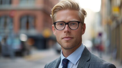 Fototapeta premium Blonde Male Lawyer Portrait, Professional Businessman Image Generative AI
