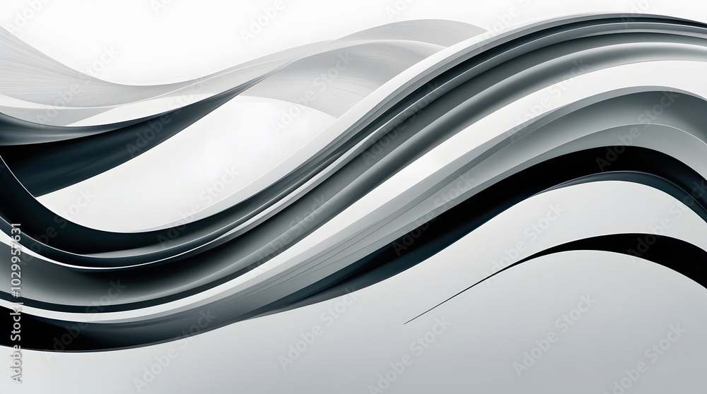 Poster 3d rendering of abstract wavy background in black and white colors generated by ai