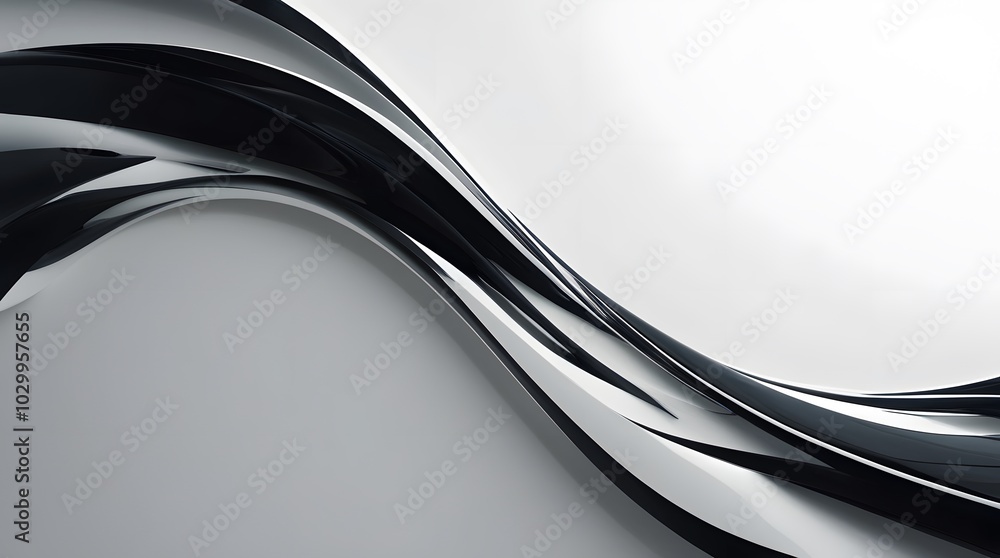 Poster 3d rendering of abstract wavy background in black and white colors generated by ai