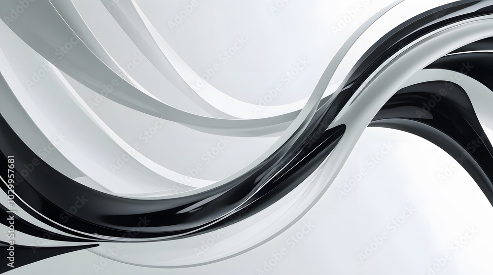 Poster 3d rendering of abstract wavy background in black and white colors generated by ai