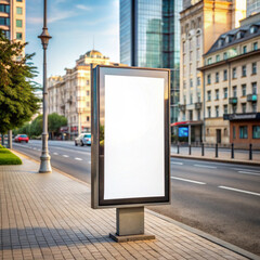 Billboard blank on a highway for advertisement, spring sunny day
