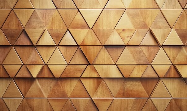 Timber, Wood Wall background with tiles. Triangular, tile Wallpaper with 3D, Soft sheen blocks.