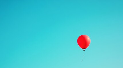 Fototapeta premium A High-Quality Image of a Single Brightly Colored Balloon Floating in a Clear Empty Sky, Perfect for Representing Freedom and Joy Generative AI
