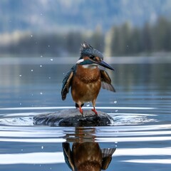 kingfisher emerging from the water,generative ai