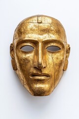 Ancient Greek Golden Mask of Agamemnon, Mycenae, Full View, Archaeological Photography Generative AI