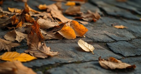 Autumn Leaves Falling from a Tree Branch Generative AI