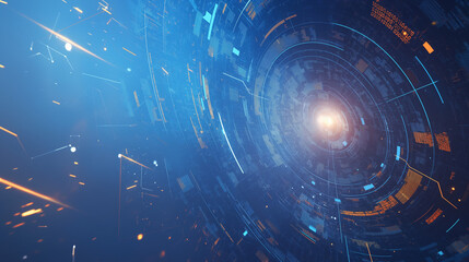 Abstract digital connections showcasing data and blockchain technology, emphasizing the innovative and transformative nature of modern networks. This composition captures the essence of interconnected